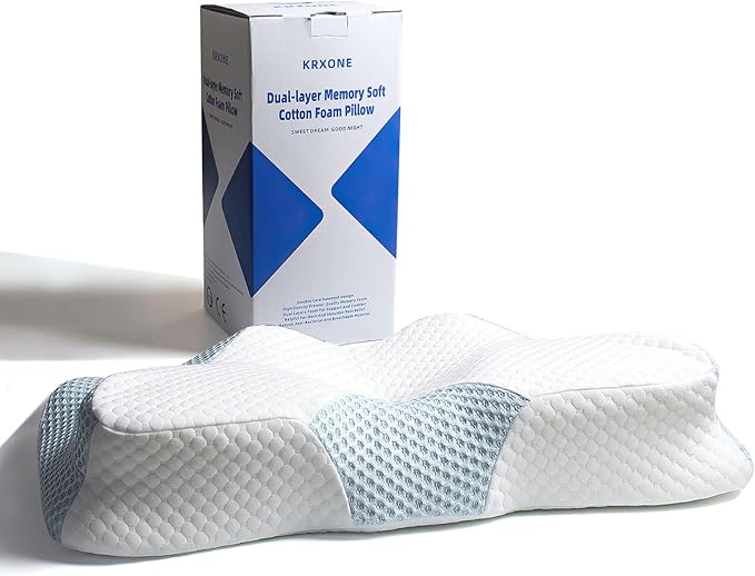 Aone Cervical Pillow for Neck and Shoulder Pain Relife, Memory Foam Neck Pillow with Breathable Pillowcase for Side Back Sleeping, Stomach Sleepers, Queen Size 25.5x14x5.9 Inches