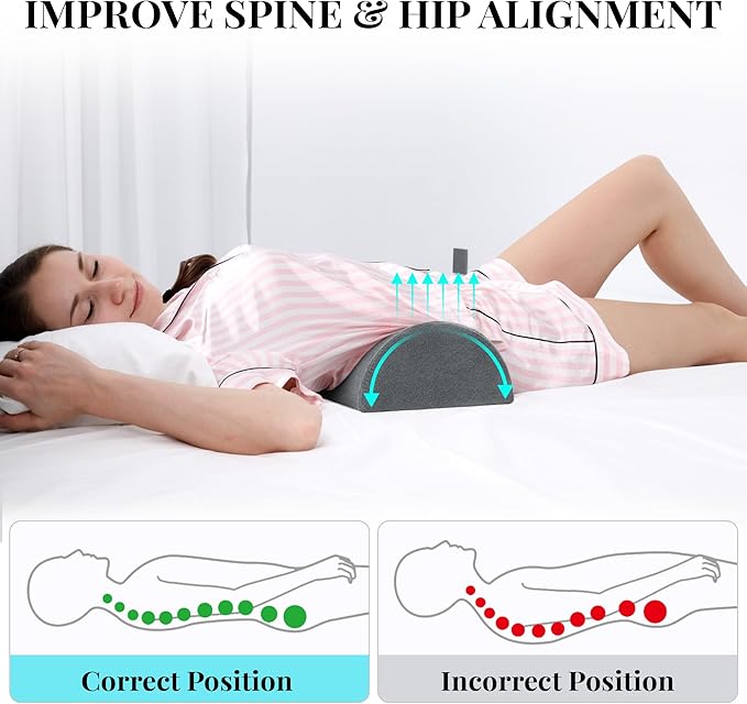 Knee Pillow for Side Sleepers Memory Foam Leg Pillows for Sleeping Yoga Bed Half Moon Bolster Pillow for Neck Pain Relief with 2 Pillowcases 20.5 x 8 x 4.5 Inches(Grey+Green, Standard Size)