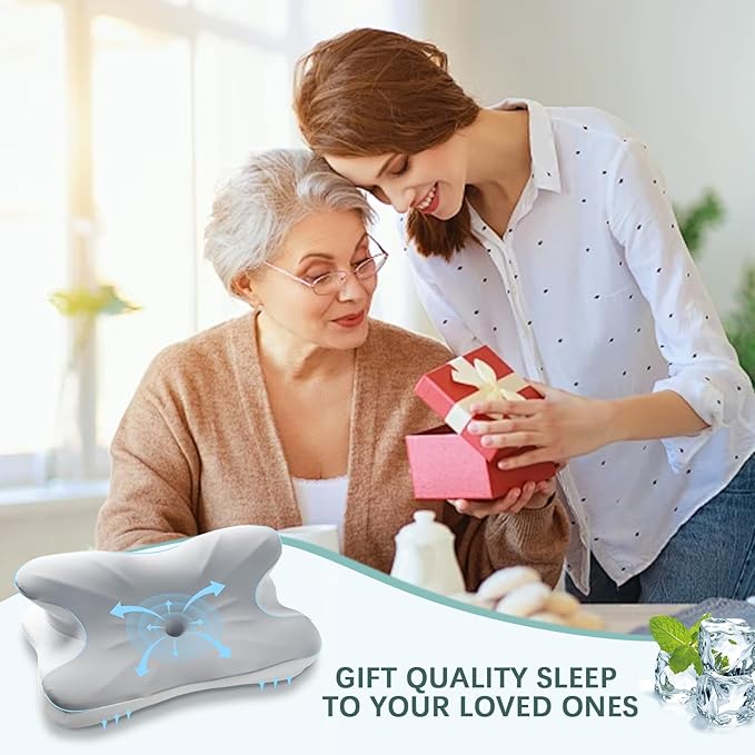 Cervical Neck Pillow for Pain Relief, Contour Memory Foam Pillows with Cooling Pillowcase, Neck Support Pillows for Sleeping, Ergonomic Orthopedic Pillow for Side, Back, Stomach Sleepers