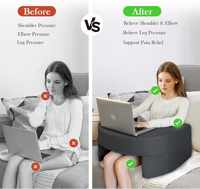 XL Reading Gaming Pillow for Lap - Reading Pillow for Gaming, Bed Arm Rest Pillow Memory Foam Lap Desk Pillow for Working, Crocheting or Sitting in Bed Floor Sofa