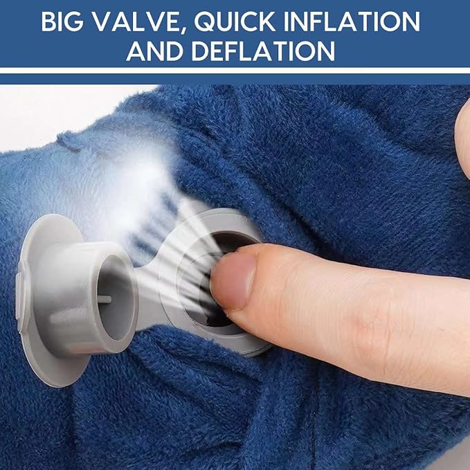 Inflatable Travel Pillow for Airplane Inflatable Neck Pillow for Traveling with Soft Velvet Washable Cover for Sleeping, Airplane,Train, Car, Office, Contoured Eye Masks, Earplugs