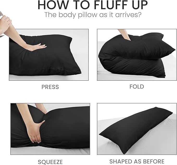 Utopia Bedding Full Body Pillow for Adults (Black, 20 x 54 Inch), Long Pillow for Sleeping, Large Pillow Insert for Side Sleepers