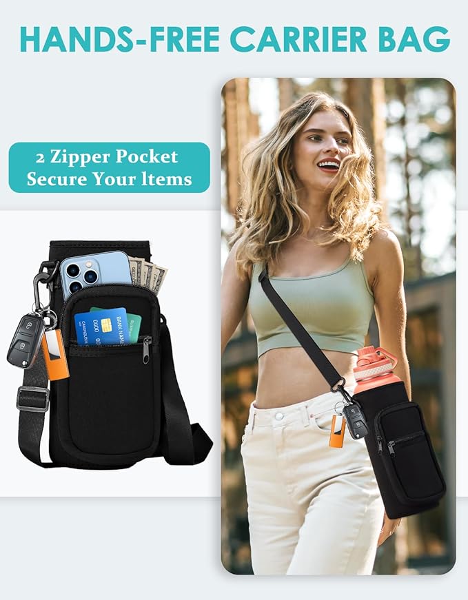 40 oz Insulated Water Bottle - (Cold 48H) Metal Water Jug with Straw & Auto Spout Lids, Leak Proof Coldest Stainless Steel Flask with Carrying Pouch, Paracord Handle for Gym Hiking Work, Coral Orange