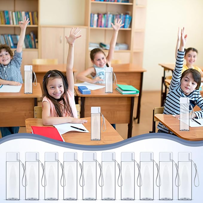 20 Pieces Water Bottle Bulk 17 oz Plastic Sports Water Bottles Reusable Leak Proof Portable Drink Bottles Large with Lid for Outdoor Fitness(White)