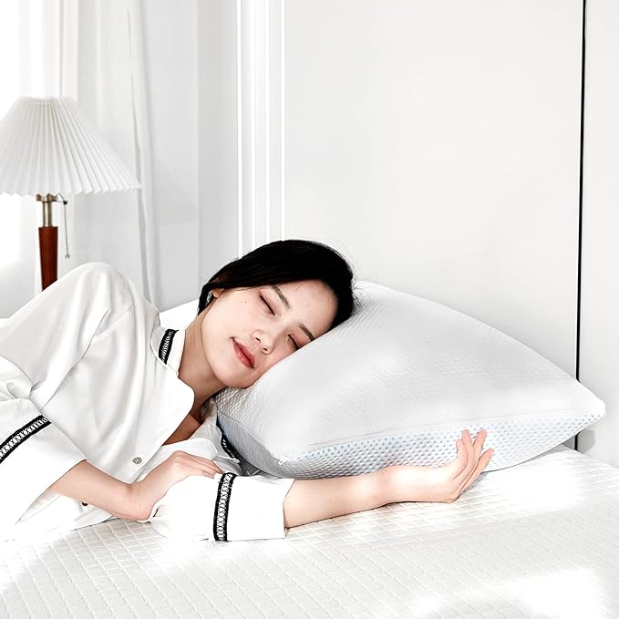 Cooling Pillow for hot Sleepers - Pillow for Side and Back Sleeper - Adjustable Bed Pillows Queen for Neck and Shoulder Pain Relief - Shredded Memory Foam Cooling Gel Pillow with Extra Fill