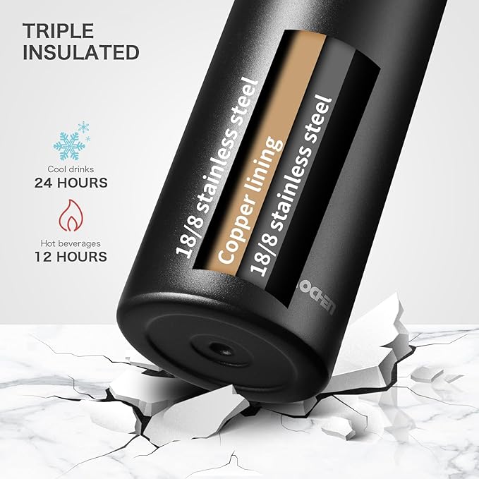 32oz Insulated Water Bottle with Paracord Handles & Strap, 2 Lids(Straw Lid&Spout Lid), Stainless Steel Reusable Wide Mouth Metal Water Bottle With Straw, Double Walled, Thermo Mug（Black Leoqard)