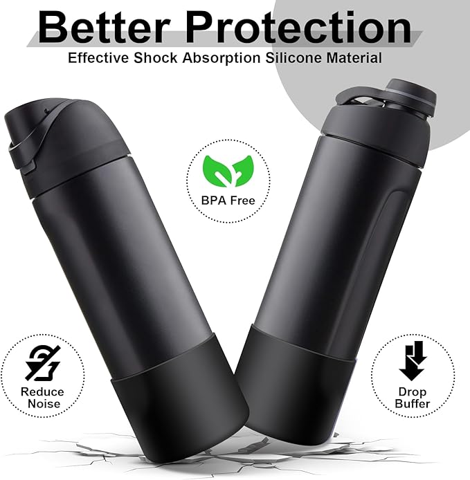 2PCS Silicone Water Bottle Boot for Owala 24oz 32oz 40oz, Anti-Slip Protective Sleeve Bottom Bumper Protector for FreeSip, Twist, and Flip Stainless Steel Water Bottles