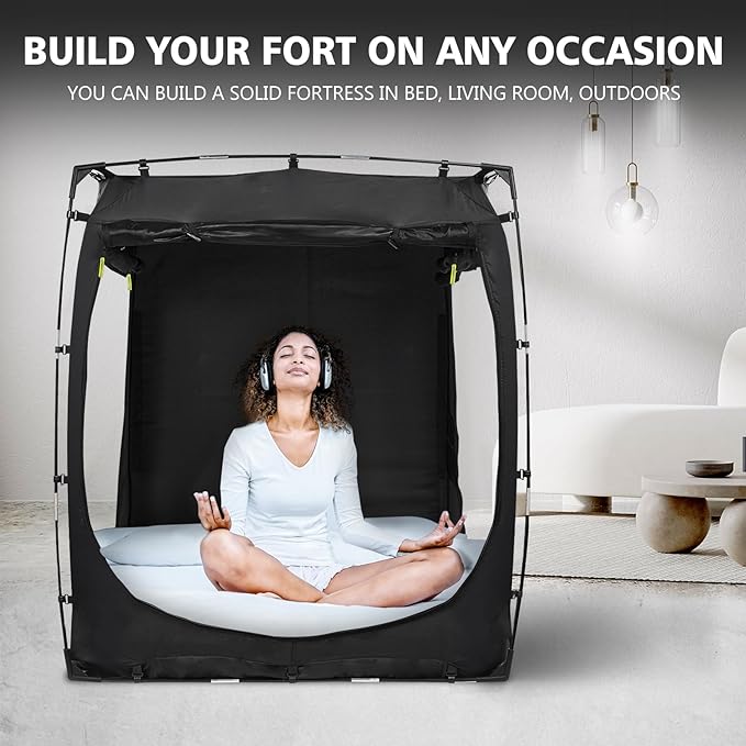 Bed Tent Bed Canopy Bunk Twin Size Tents for Adult and Kids- Portable Dream Tent Indoor Sleeping Tents 70% Blackout with 3 Doors Breathable Big Space Tents