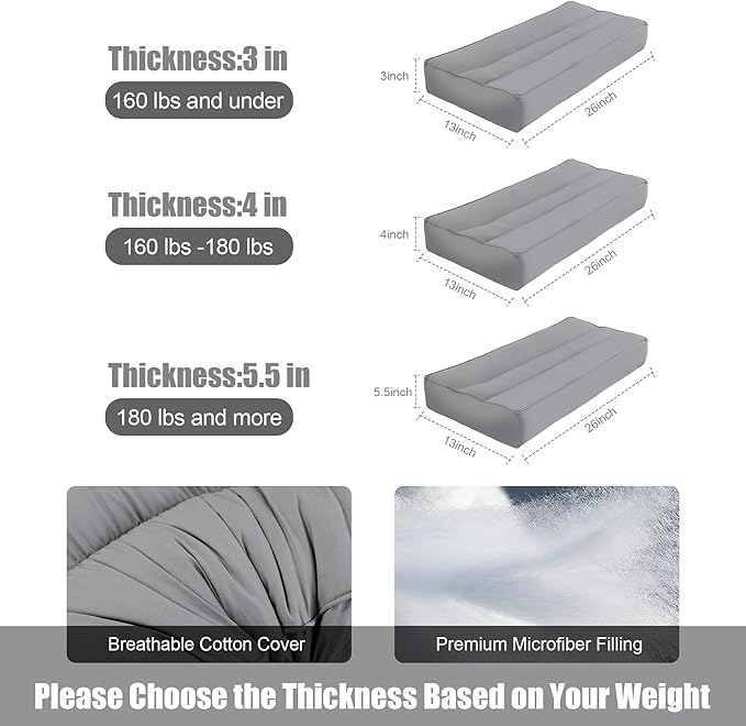 HOMBYS Knee Pillow for Side Sleepers,Down Alternative Between Leg Pillow for Sleeping,Under Knee Pillow for Sleeping on Back,Spine Alignment, Lower Back Pain Relief,Pregnancy Support,Dark Grey 4 inch