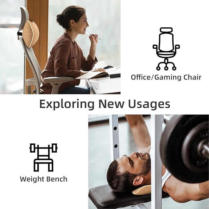 Car Neck Pillow, Car Headrest Pillow for Driving with 2.2" Rear View Blind Spot Mirrors, Memory Foam Car Pillow for Cervical Support, Vehicle Headrest Pillow for Car Seat, Beige