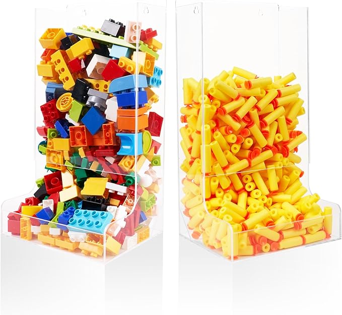 2-Pack Acrylic Wall Toy Dispenser with Corner Guards and Mounting Hardware - Enhance Toy Organization and Safety - Storing Candy
