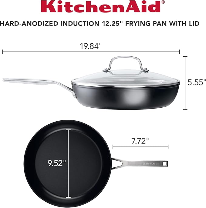 KitchenAid Hard Anodized Induction Nonstick Frying Pans/Skillet Set, 4 Piece - Matte Black