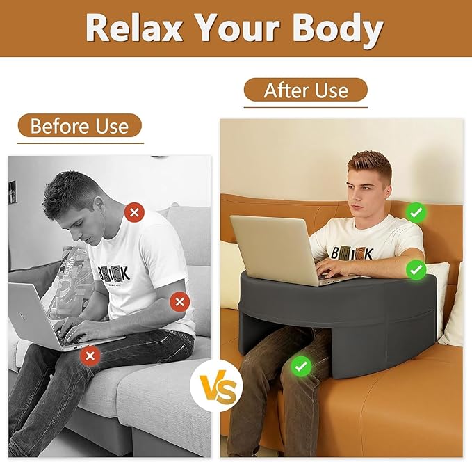 Reading Pillow for Gaming Extra Large, Wide Lap Desk Pillow for Adult Reading, Arm Rest Memory Foam Cushion Pillow for Working, Playing, Steam Deck Switch/Sitting in Bed Floor Couch Sofa (Grey)