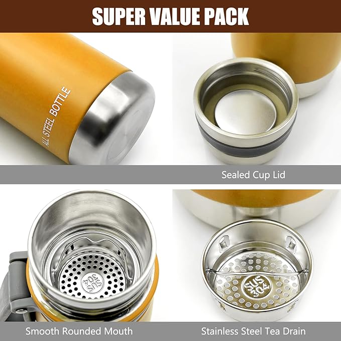 29oz Thermos for Hot and Cold Drinks, Coffee Thermos Water Bottle, Wide Mouth Thermal Cups- Leakproof Stainless Steel Insulated Thermos - Commute, Travel, and Picnic Friendly