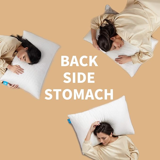 Pillows Standard Size Set of 2 Cooling Shredded Memory Foam Pillows for Bed