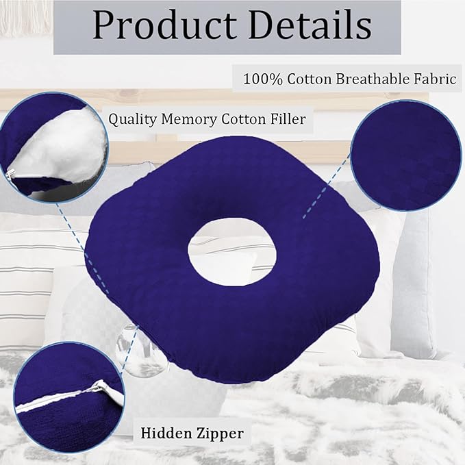 Ear Piercing Pillow for Side Sleepers, Pillow with an Ear Hole for CNH and Ear Pain Ear Inflammation Pressure Sores, O-Shaped Side Sleeping Pillow, Ear Guard Pillow(Dark Purple)