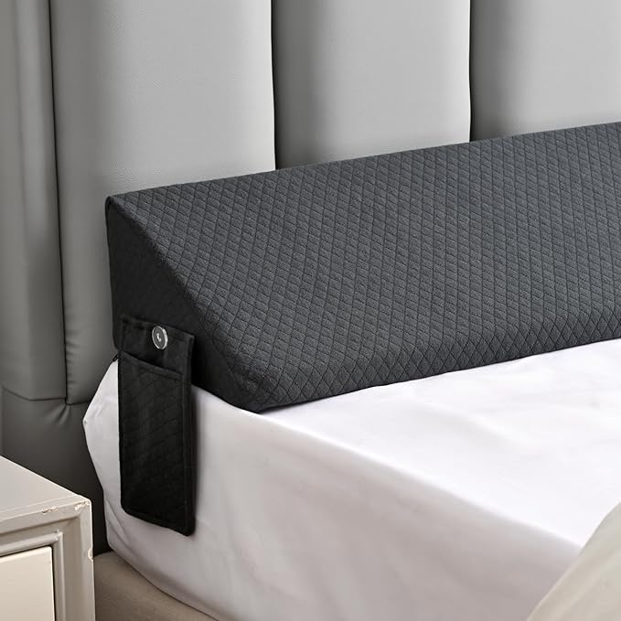 King Size Wedge Pillow for Headboard Gap Filler Nora Pillow Wedge Long Wedge Pillow for King Size Bed Gap(0-8") Between Mattress and Headboard Grey 76"x10"x6"