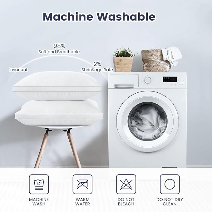 Maxzzz Bed Pillows King Size Set of 2, Fluffy Pillows for Back, Stomach or Side Sleepers, Luxury Hotel Quality, White(18x36 inch)