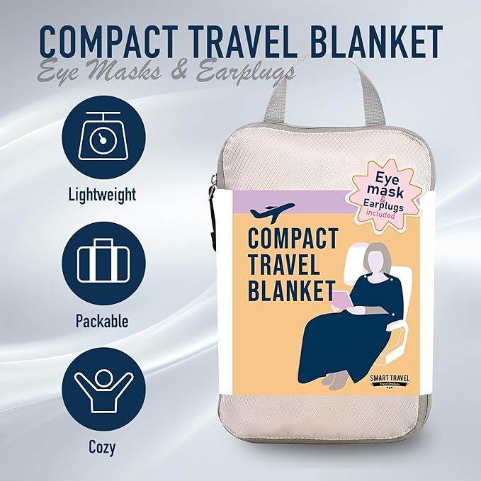 SMART TRAVEL Travel Products Travel Blanket Airplane Compact-Bag Settravelblanket Travel Blanket Airplane Compact with Bag Travel Essentials for Airplane Long Flight Essential for Women, Men, Kids