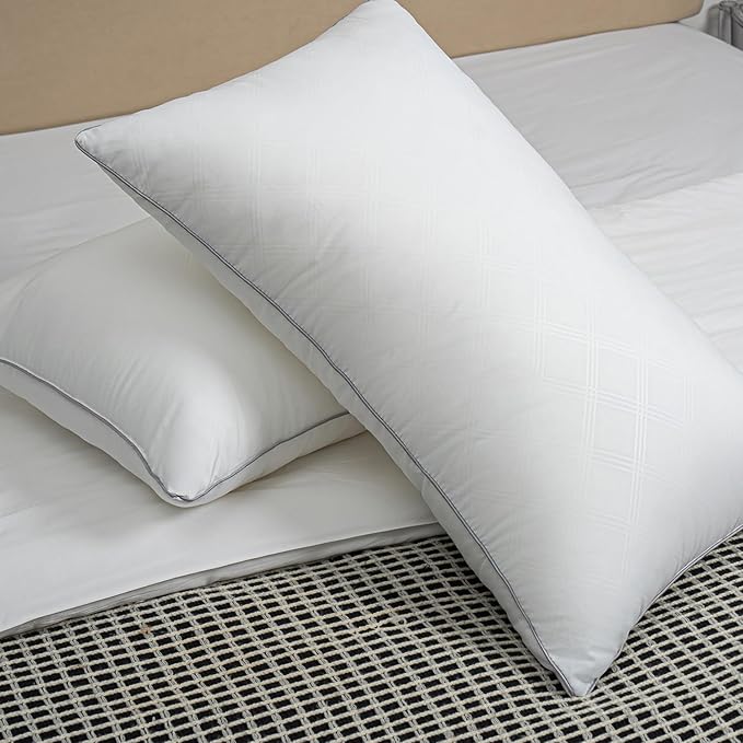 Pillows for Sleeping 2 Pack Bed Pillow Set of 2 for Side Back and Stomach Sleepers Down Alternative Filling Luxury Soft (White, Queen(2 Pack))