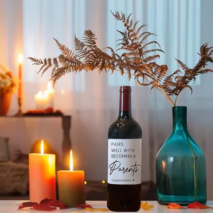 24 Pcs Parents Pregnancy Baby Announcement Wine Labels, Funny Pregnancy Baby Announcement Gifts for New Parents Wine Bottle Stickers Labels, Pairs Well With Becoming A Parents Wine Labels