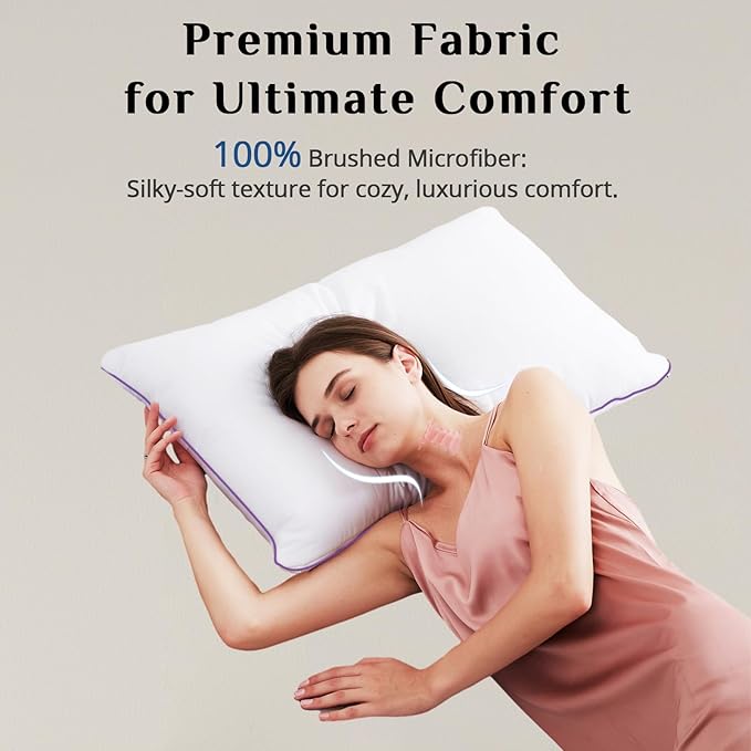 JOLLYVOGUE Pillows Standard Size Set of 4, Bed Pillows Set of 4, Cooling and Supportive Pillows with Super Soft Down Alternative Fill, Luxury Fluffy Hotel Quality for Side, Back and Stomach Sleepers