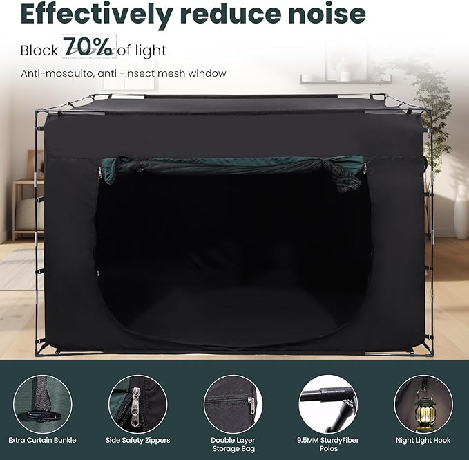 Bed Tent Bed Canopy Twin Size, Portable Sleeping Tents Dream Tents Indoor for Kids and Adult, 70% Blackout with 3 Doors Breathable Privacy Space on Bed (Mattress Not Included)