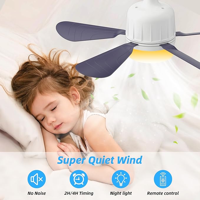 Socket Ceiling Fan Light with Remote: Ceiling Fans with Lights APP Control 3-Speeds 18in Screw in Light Socket Dimmable LED Silent E26/E27 Bulb Socket Small Fans for Bedroom Kitchen Bathroom Garage