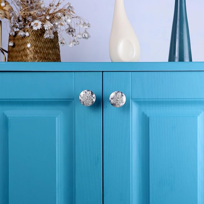 Cabinet Knobs 16 Pack,Brushed Nickel Zinc Alloy,1-2/5'' Round Knobs Handles for Cabinets and Drawers,Included Screws