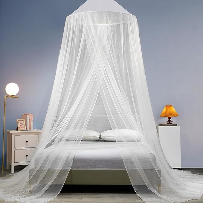 dix-rainbow Mosquito Net Bed Canopy,Elegant King/Queen Size Canopy Bed Curtains for Girls,Stylish Dome Mosquito Netting Bed Tent, Decor for Baby Cribs, Kid Beds, and Adult Beds（White）
