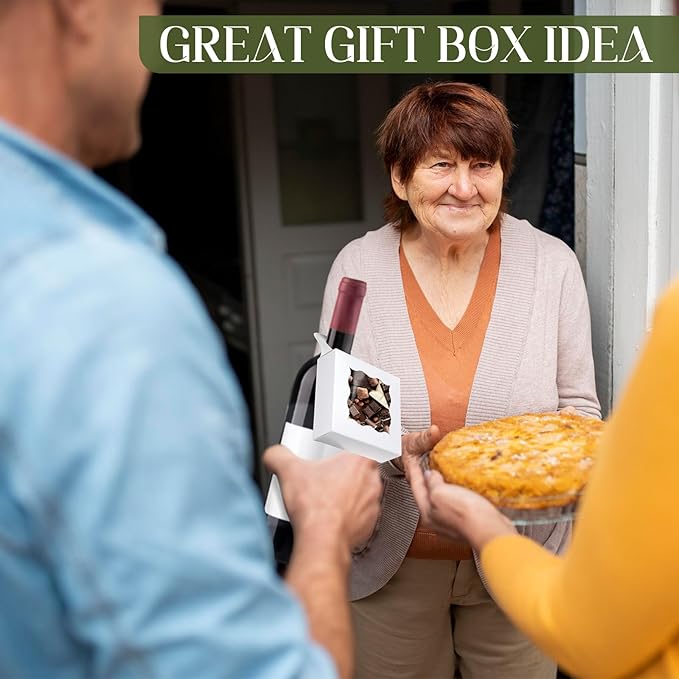 40PCS Wine Bottle Box with Window, Kraft Paper Wine Boxes for Gifts Hanging Wine Treat Box Mini Charcuterie Box Wine Champagne Bottles Gift Boxes Hanger Candy Box for Birthday Party Favor