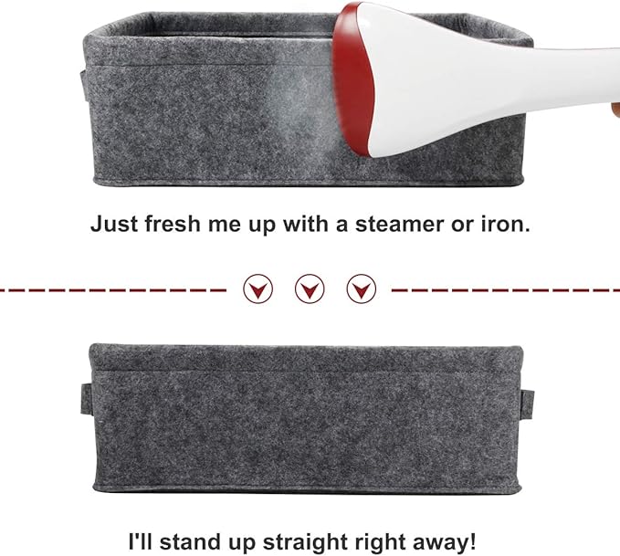 Medium Storage Basket Shlef Low Storage Bin Rectangle Felt Fabric Baskets Storage Bins Organizer for Underwear Socks Bra Towel Toiletry Baby Products Storage Basket Light Gray