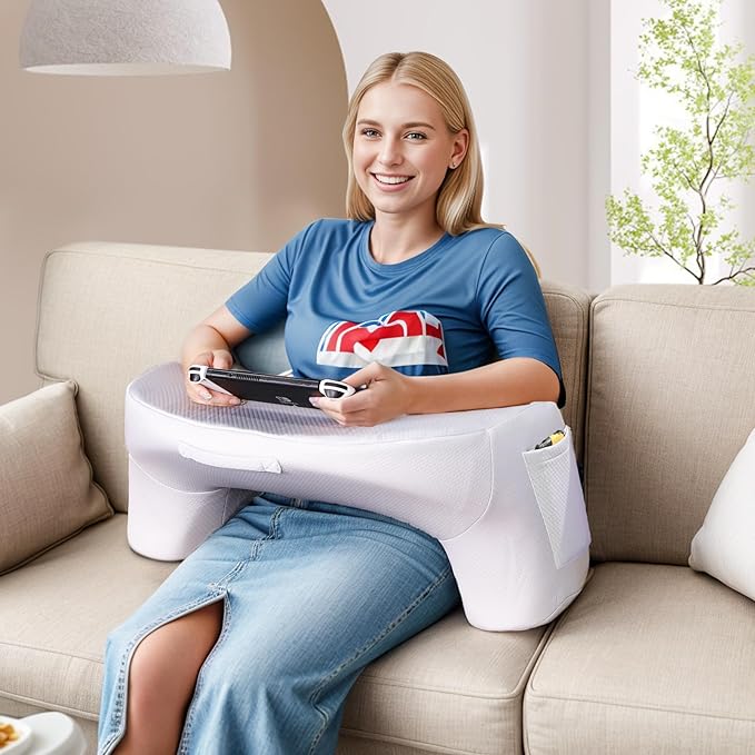 Reading Pillow for Gaming, Memory Foam Gaming Pillow Arm Rest Pillow for Adult Large Arm Rest Pillow for Reading, Working, Gaming, Sitting in Bed Floor Sofa