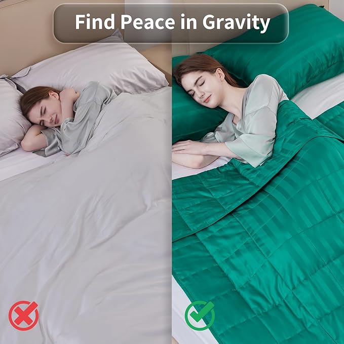 Weighted Blanket for Adult,20lbs Heavy Weighted Blanket 48"x72" Breathable Cooling Summer Blankets, Ultra Soft Cotton Comfort Throw Blanket with Glass Beads for All-Season (Green)