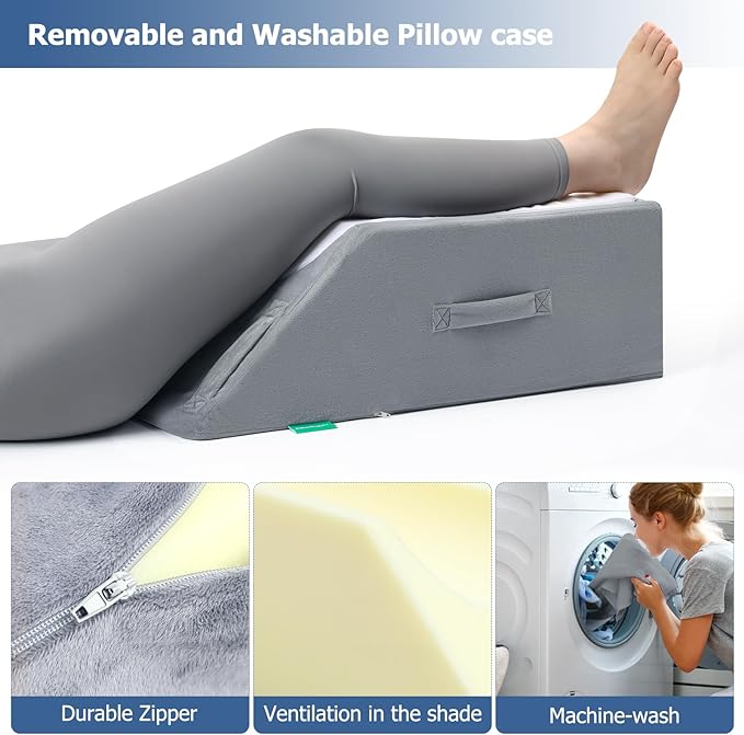 Adjustable Leg Elevation Pillows for Swelling After Surgery - Elevated Pillows for Legs - Leg Support Pillow - Portable Knee Wedge Pillow to Elevate Knee/Leg/Feet