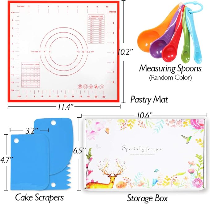Kids Cooking and Baking Set 40 Pcs with Gift Box, Real Kitchen Utensils Kit for Children Toddlers Teens, Gift for Girls&Boys, Nonstick Rolling Pin Silicone Pastry Mat Cupcake Molds
