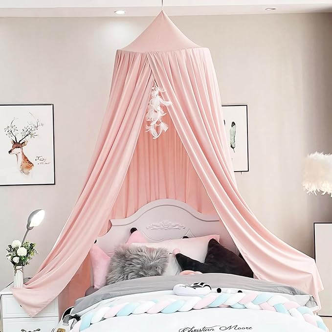 Upgrade Version of Canopy for Kids Bed, Extra Large Canopy for Girls Room Decoration Princess Castle Play Tent Hanging House, Dreamy Canopy for Children Room Reading Nook Canopies