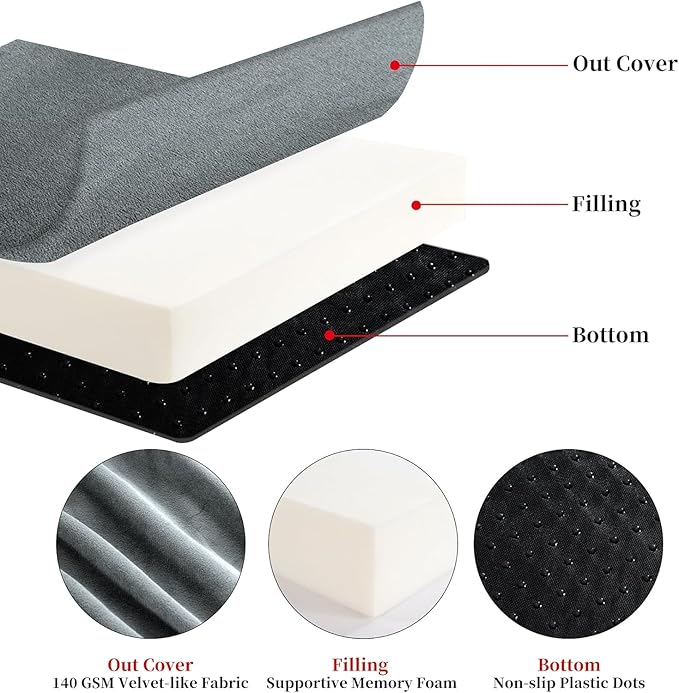 HOMBYS Memory Foam Lumbar Support Pillow for Recliner with Recliner Chair Seat Cushion-Thick Seat Cushion for Elderly with Long Back Support, Extra Large & Non-Slip