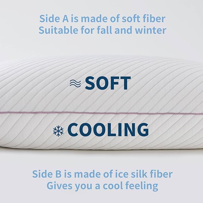 Pillows Standard Size Set of 2 Cooling Shredded Memory Foam Pillows for Bed