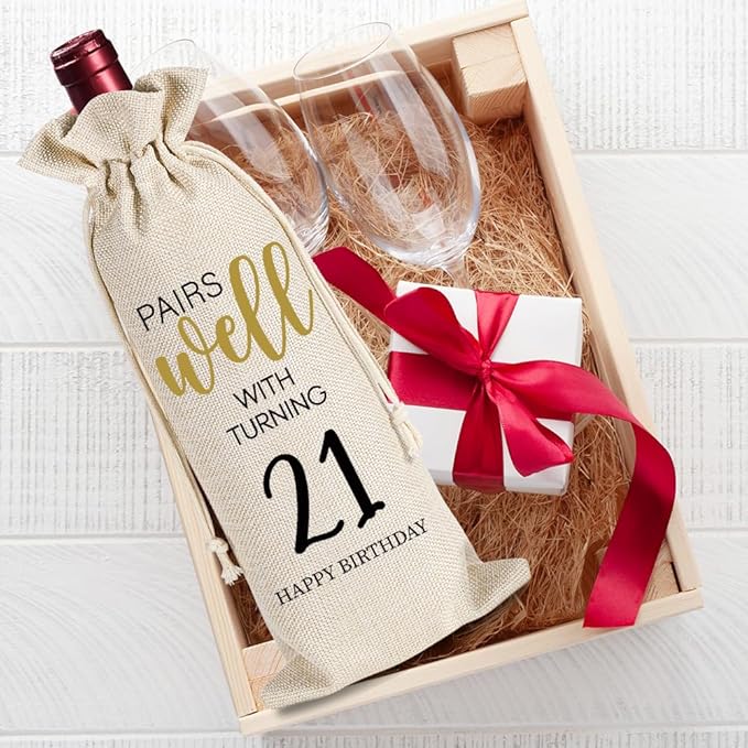 21st Birthday Wine Bag Gifts for Her, Cool 21st Birthday Gifts, 21st Birthday Gift Ideas for Women Men, 21 Years Old Birthday Party Decoration Wine Bag Gifts, 2003 Wine Bag