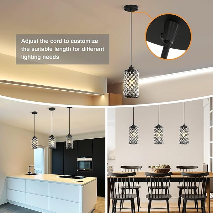 Pendant Lights Kitchen Island, Farmhouse Pendant Lighting, Crystal Pendant Light, Single Kitchen Island Lighting Over Island,1 Light Crystal Pendant Lights Kitchen Island