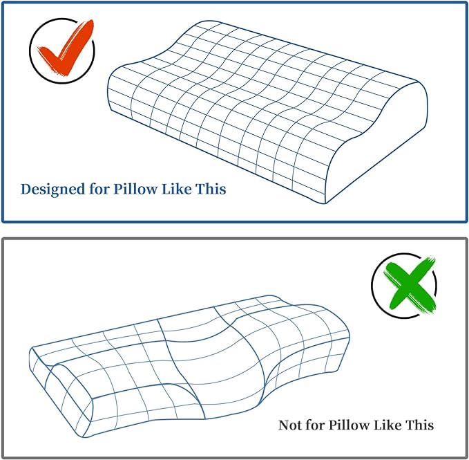 HOMBYS Satin Pillow Case for Contoured Support Pillow (DO NOT INCLUDE PILLOW) -Zippered Pillow Cover for Neck Pillow for Cervical 1 Pack-Silky, Smooth and Breathable (Wave Shape 20"x12.5")