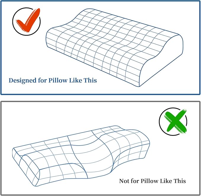 HOMBYS Satin Pillow Case for Contoured Support Pillow (DO NOT INCLUDE PILLOW) -Zippered Pillow Cover for Neck Pillow for Cervical 1 Pack-Silky, Smooth and Breathable (Wave Shape 24"x15")