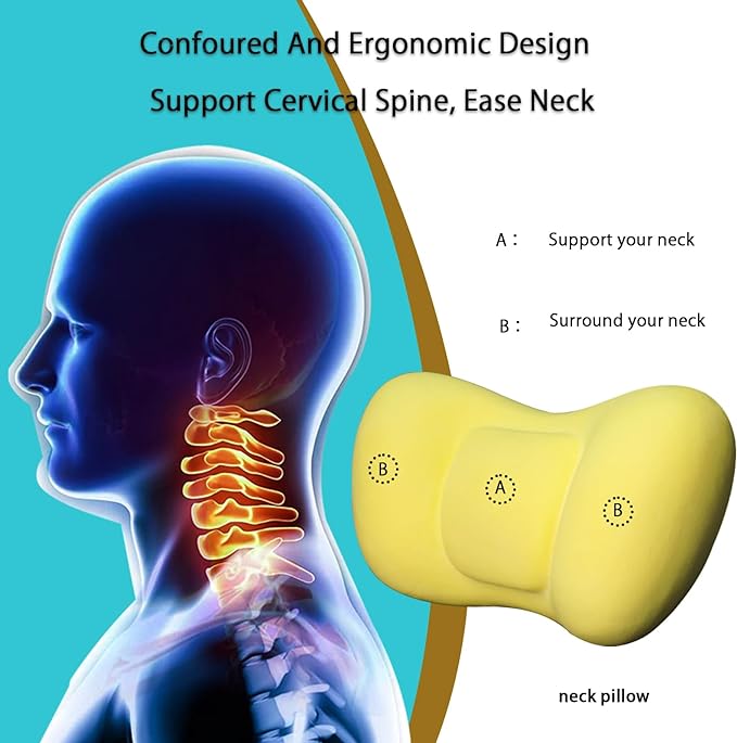 Car Neck Pillow, 2pcs Memory Foam Ergonomic Neck Pillow and Seat Headrest for Driving Fatigue Relief, Comfort and Support Your Neck