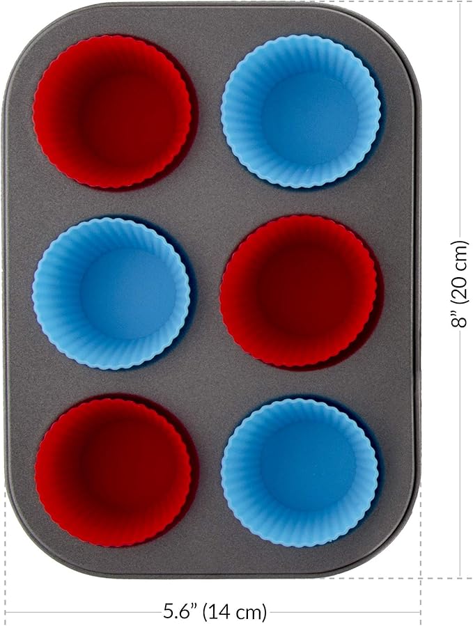 Boxiki Kitchen 24 PCS Kids Baking Set Includes 1 Muffin Pan, 6 Silicone Cupcake Liners, 10 Cookie Cutters, Spatula, Egg Whisk, Mini Measuring Cup and 4 Measuring Spoons.