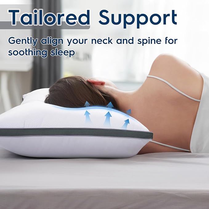 viewstar Pillows Queen Size Set of 2, Bed Pillows for Sleeping, Queen Pillows 2 Pack for Back and Side Sleepers, Fluffy Pillows for Bed with Down Alternative, Machine Washable, Dark Grey, 20" x 30"