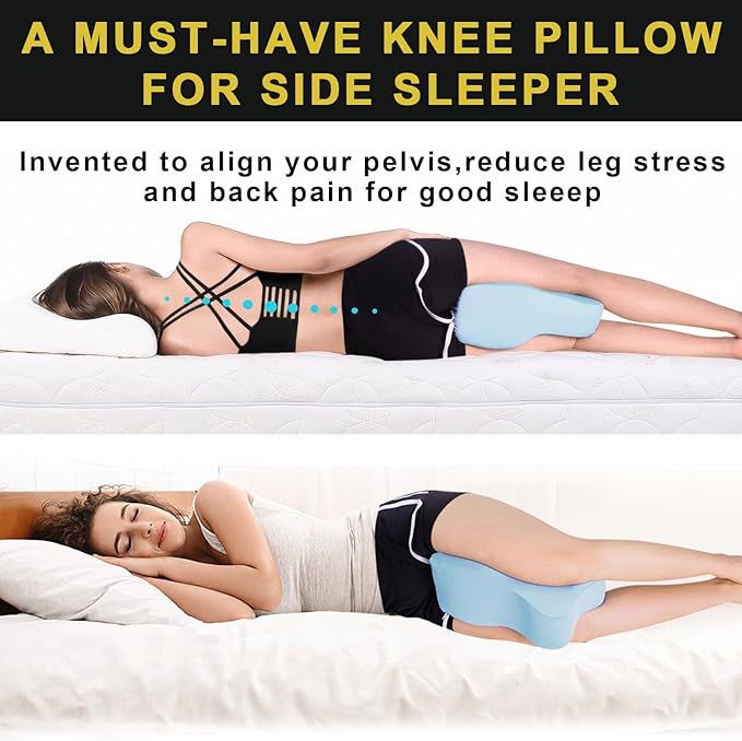 Long Knee Pillow for Side Sleeper Fully Support Thighs and Knees for Sciatica, Back, HIPS, Knees, Joints Pain Relief - Leg Pillow for Sleeping Between Legs Aligns Spine & Relieves Pressure-Blue