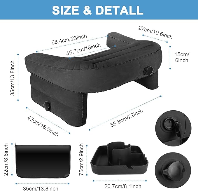 cjc Reading Pillow for Gaming, Memory Foam Gaming Pillow for Lap with Coaster, Hight Adjustable Lap Desk Pillow for Reading, Working, Crocheting or Sitting in Bed Floor Sofa (Black+Cup Tray)