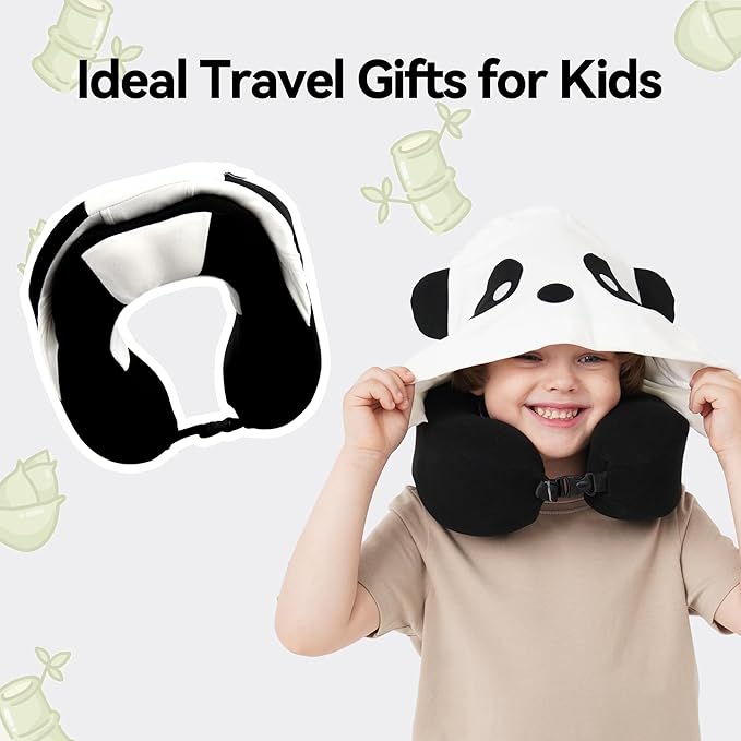 Travel Pillow with Hood for Kids and Adults, Memory Foam Neck Pillow for Airplane, Car, and Train, Hooded Travel Pillow Ergonomic Design, Breathable Fabric, Portable and Compact for Ultimate Comfort