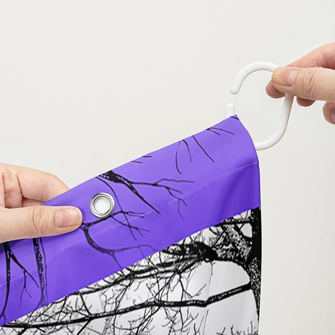 AILONEN Blue and White Tree Abstract Shower Curtain,Minimalist Printed Plant Tree Arts Bath Curtain,Modern Boho Waterproof Curtain for Bathroom Decor, 72" W x 72" H